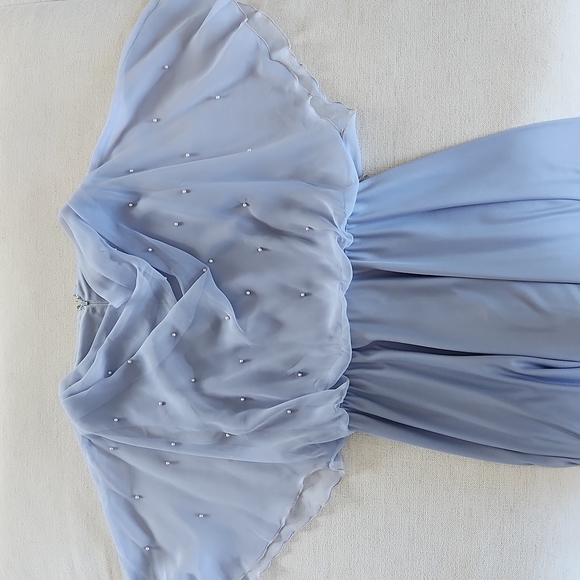 Vintage Sears Sheer Cape Overlay Cocktail Dress with Pearl Detail Size M - Picture 3 of 8